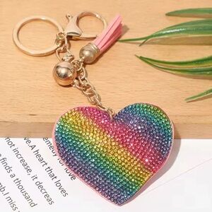 Rainbow 🌈 Heart Bag Charm, Key Ring